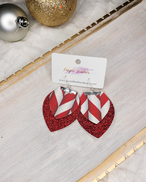 Glitter Christmas Earrings Santa's Belt, Candy Cane, Christmas Trees