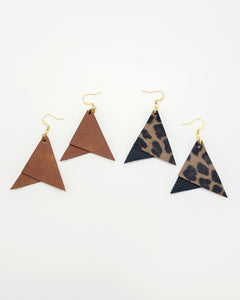 Genuine Leather Layered Triangle Earrings